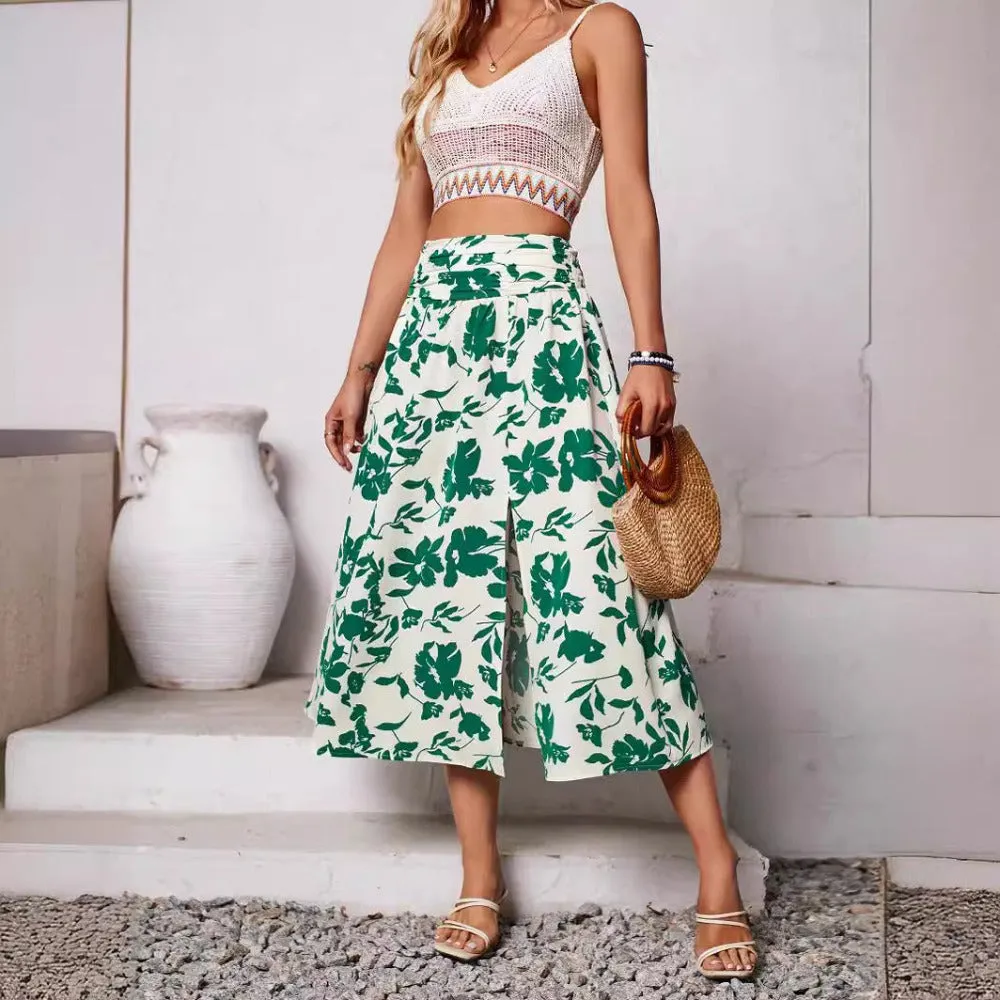 Womens Flowy Casual Summer Floral Skirt