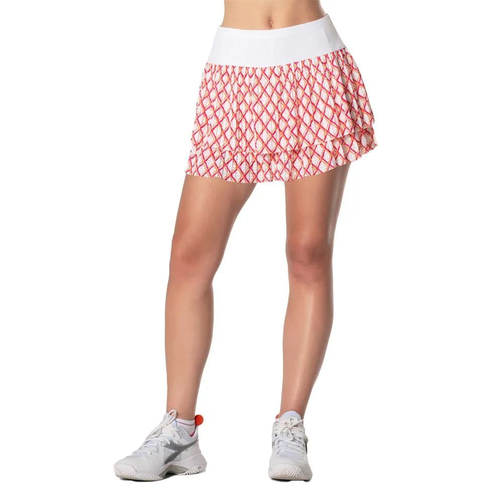 Women's Long Classic Grid Pleated Tennis Skort White