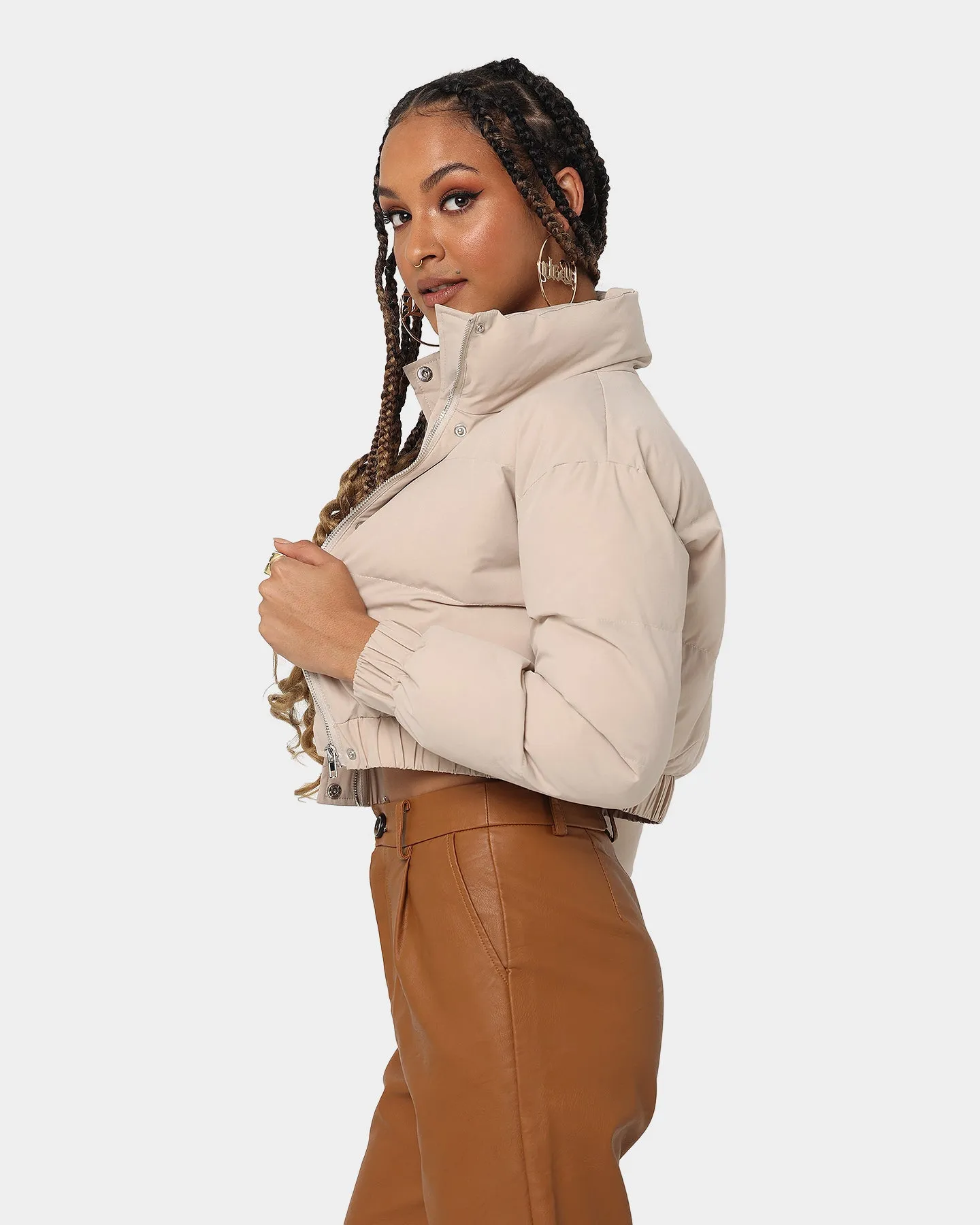 XXIIII Women's Dee Crop Puffer Jacket Beige