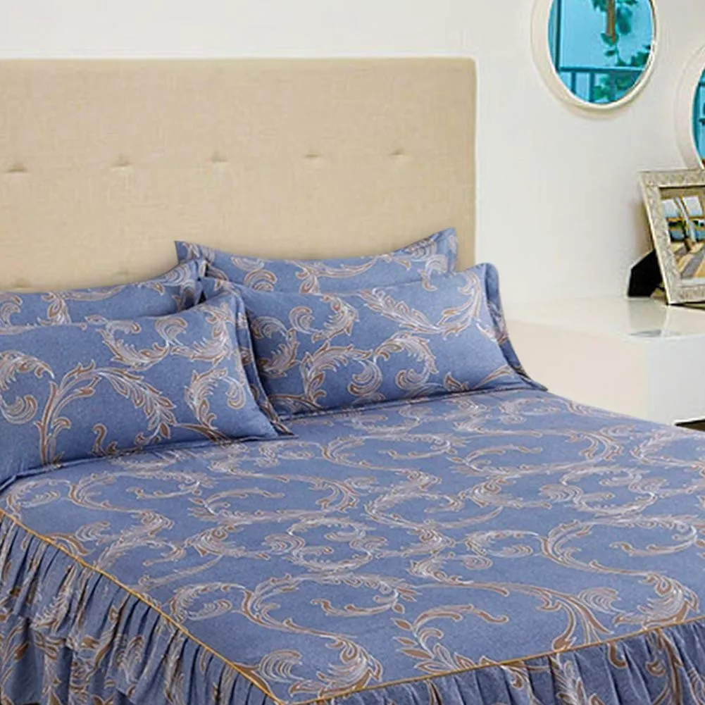 Zer one Lace Design Ruffle Pleated Bedsheet (180 * 200cm*1, 48 * 74cm*2) -Set of 3 Pieces